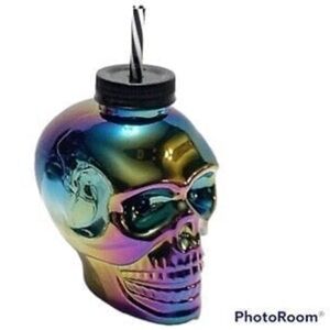 Iridescent Skull Tumbler with Straw